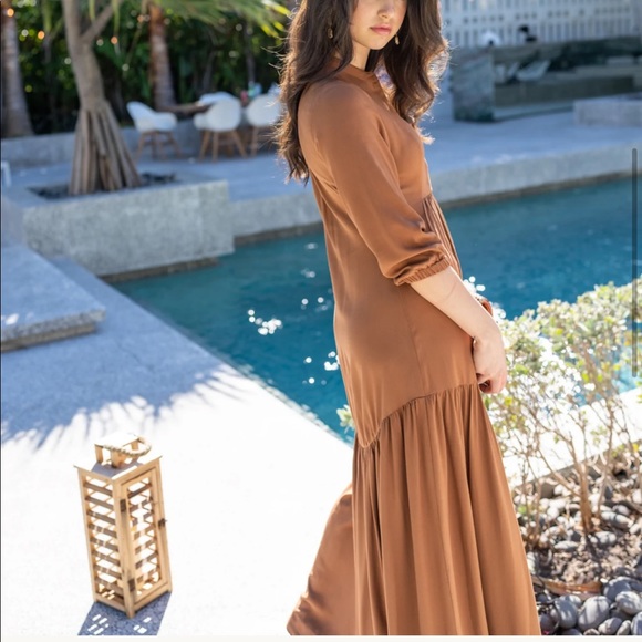 Level Collection Maxi Tiered Dress 2XL NWT | Cognac - Picture 3 of 7